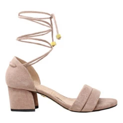 TIARA 55 - Gamuza Palo De Rosa Regina Romero Zapato Sandalia Zapatilla Tacon Bajo Para Dama En Piel