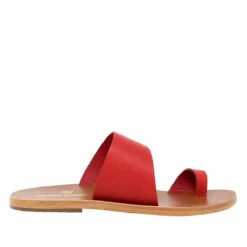 AMAYA - Rojo Regina Romero Resort Zapato Sandalia De Piso Para Dama En Piel