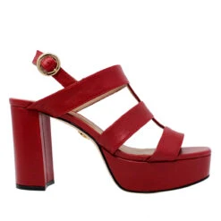LAUREN 95 - Rojo Regina Romero Zapato Sandalia Plataforma Tacon Alto Para Dama En Piel