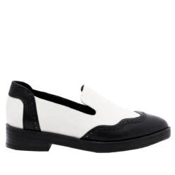 ISABEL 35 - Blanco Y Negro Regina Romero Zapato Mocasin Urbano Sport Para Dama En Piel