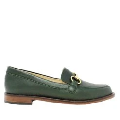 JUDY - Verde Botella Regina Romero Zapato Mocasin De Piso Para Dama En Piel