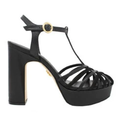 HELENA 120 - Negro Regina Romero Zapato Sandalia Plataforma Tacon Alto Para Dama En Piel