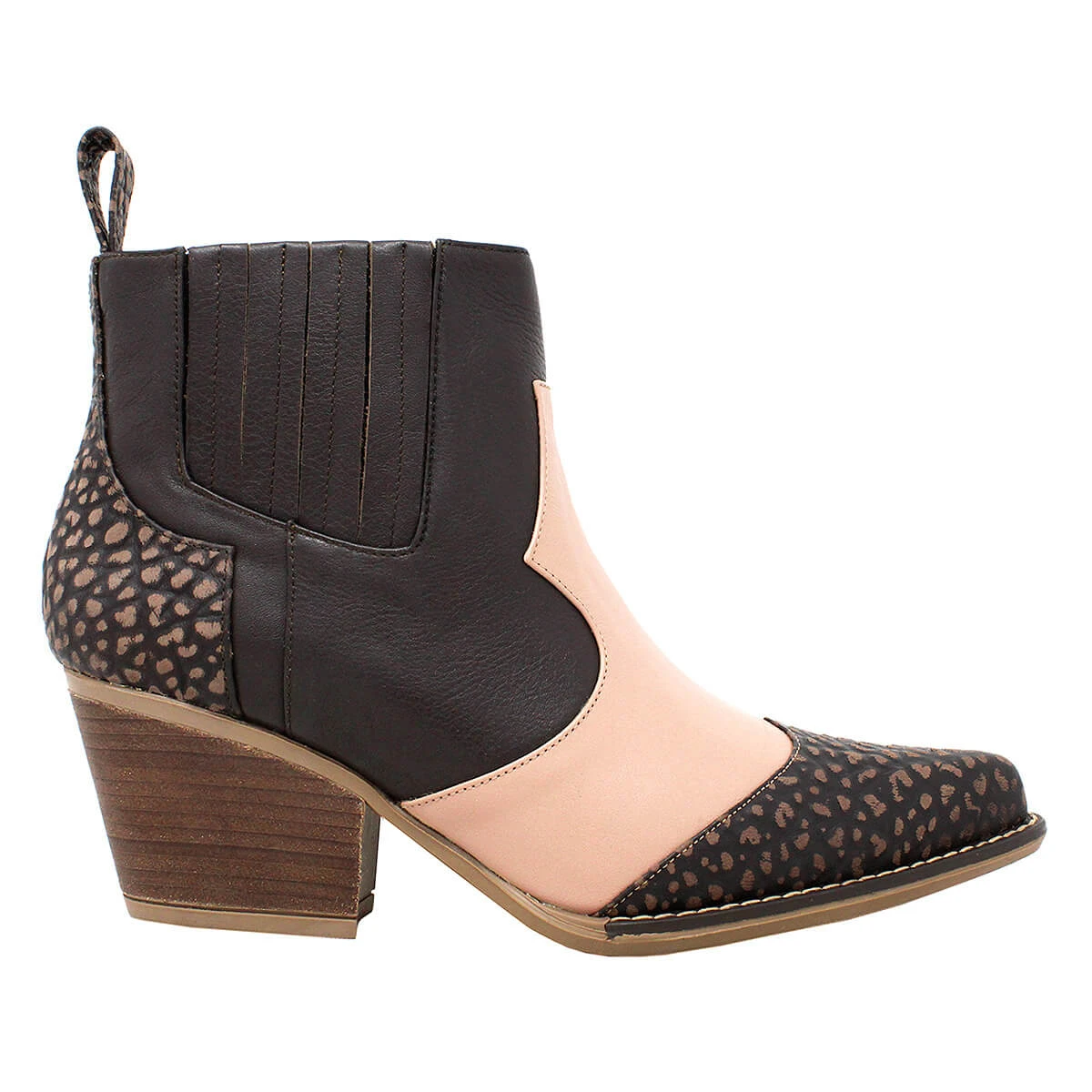 MADDIE 60 Edicion Limitada - Cafe Y Rosa Regina Romero Zapato Bota Botin Tacon Bajo Para Dama En Piel