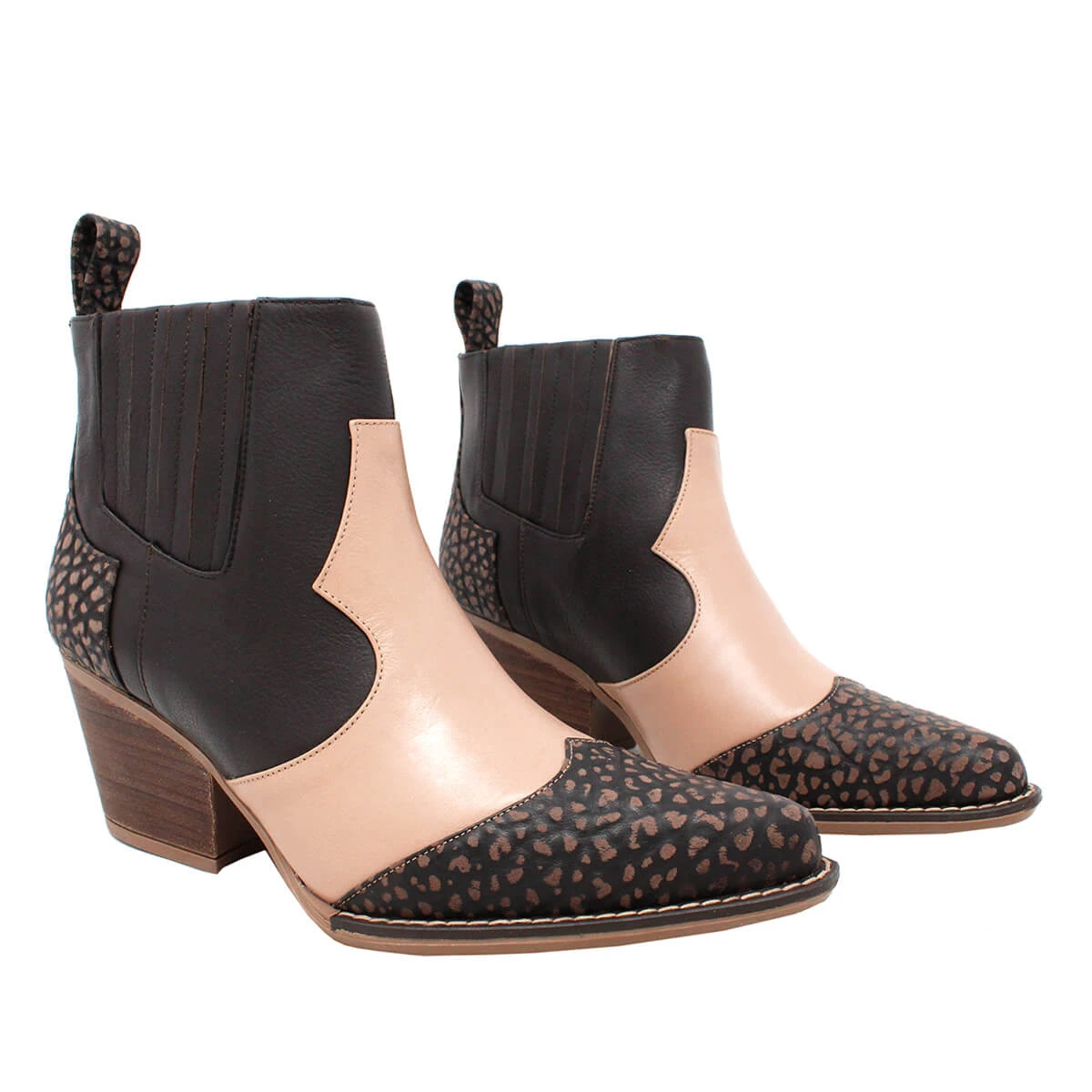 MADDIE 60 Edicion Limitada - Cafe Y Rosa Regina Romero Zapato Bota Botin Tacon Bajo Para Dama En Piel - Imagen 3