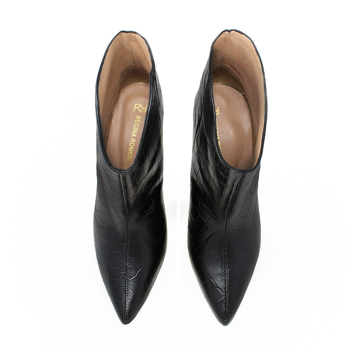 JIMENA 75 - Negro Regina Romero Zapato Bota Botin Tacon Alto Para Dama En Piel - Imagen 3