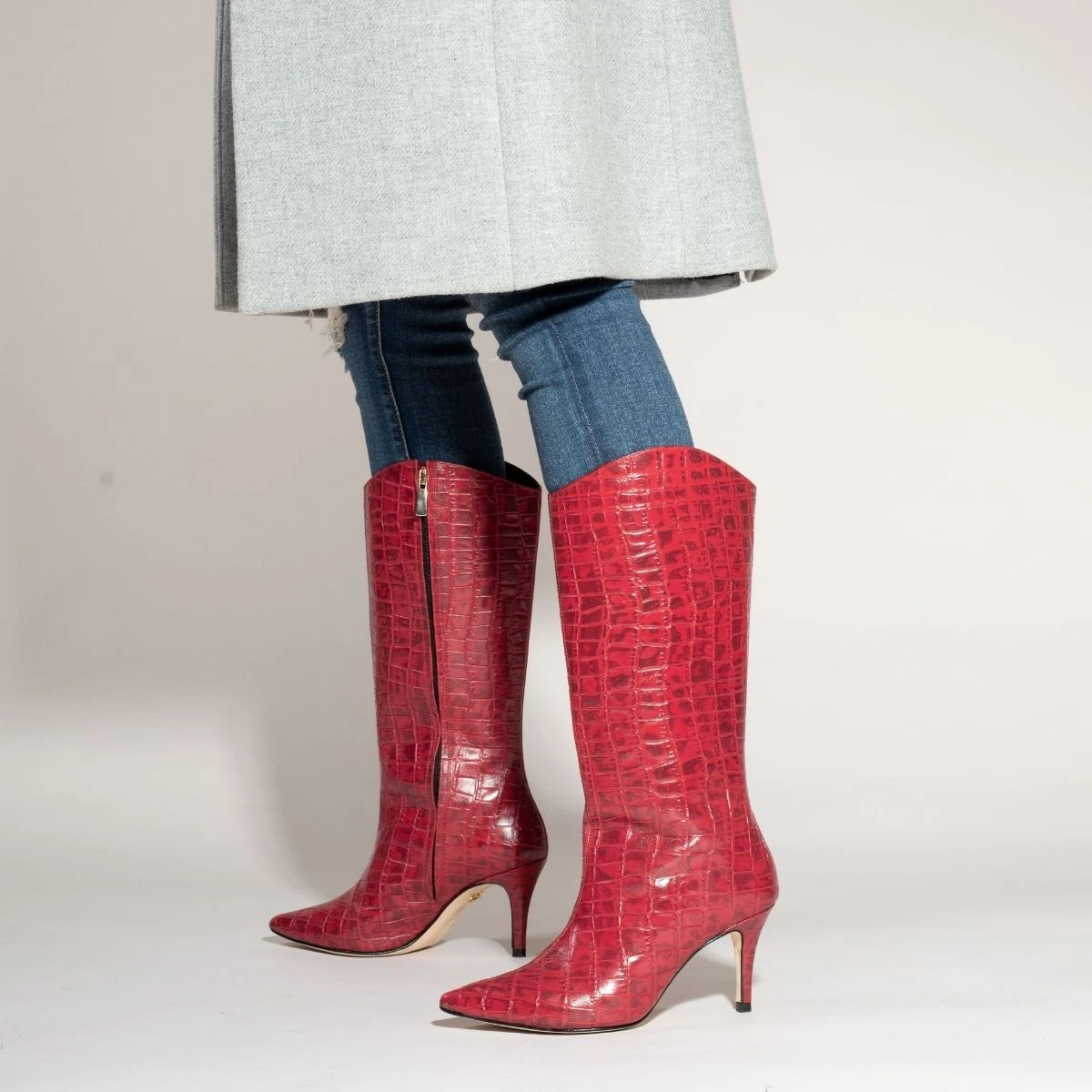 PAOLA 75 - Rosso Regina Romero Zapato Bota Larga Tacon Alto Para Dama En Piel 2 PAOLA 75 - Rosso Regina Romero Zapato Bota Larga Tacon Alto Para Dama En Piel - Imagen 2