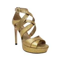 JANIS 125 - Oro Regina Romero Zapato Sandalia Plataforma Tacon Alto Para Dama En Piel -Ofertas Pasos Y Bolsos Tienda Regina Romero Plataforma Sandalia Janis 125 Piel Cobra Oro 2 ed76fca5 49db 4167 bc54 00e89c61f1c0