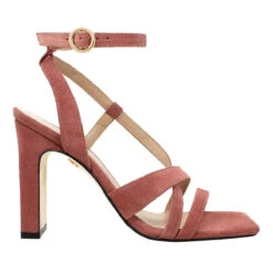 PIA 100 Edicion Limitada - Gamuza Rosa Regina Romero Zapato Sandalia Zapatilla Tacon Alto Para Dama En Piel