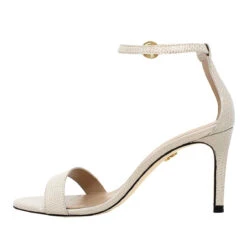 CLAUDINE 85 - Crema Regina Romero Zapato Sandalia Tacon Alto Para Dama En Piel -Ofertas Pasos Y Bolsos Tienda Regina Romero Zapatilla Sandalia Tacon Alto Claudine Piel Lizard Crema 3
