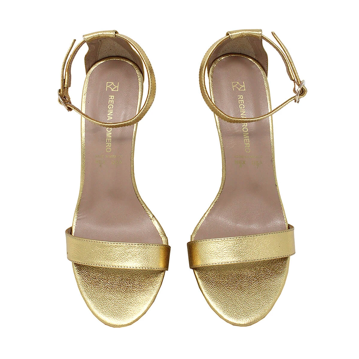CLAUDINE 85 - Oro Regina Romero Zapato Sandalia Tacon Alto Para Dama En Piel - Imagen 3