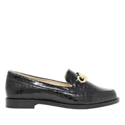 CONY - Charol Negro Regina Romero Zapato Mocasin De Piso Para Dama En Piel