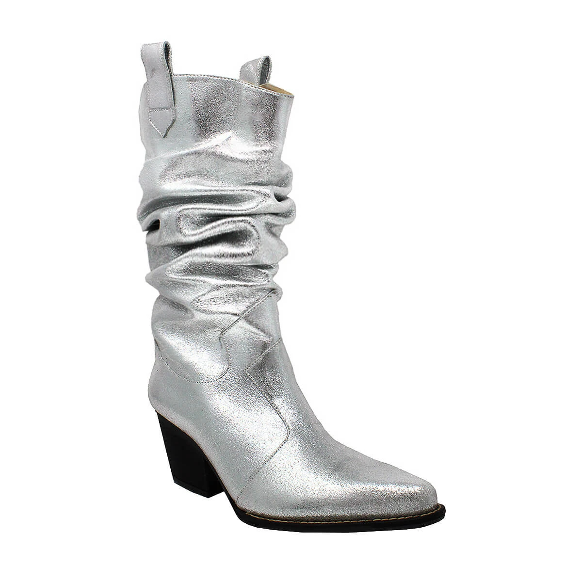 MADELEINE 60 - Plata Regina Romero Zapato Bota Botin Tacon Bajo Para Dama En Piel - Imagen 4