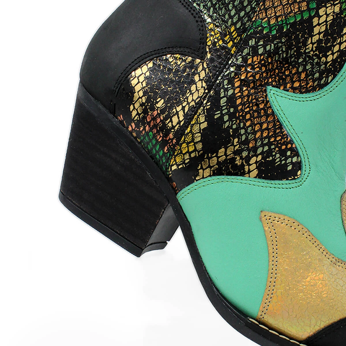 BAILEY 60 Edicion Limitada - Negro Y Multicolor Regina Romero Zapato Bota Botin Tacon Bajo Para Dama En Piel - Imagen 5