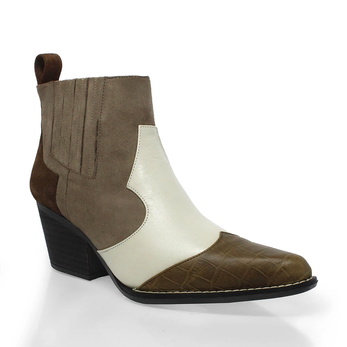 MADDIE 60 Edicion Limitada - Olivo Y Topo Romero Zapato Bota Botin Tacon Bajo Para Dama En Piel 3 MADDIE 60 Edicion Limitada - Olivo Y Topo Romero Zapato Bota Botin Tacon Bajo Para Dama En Piel - Imagen 3