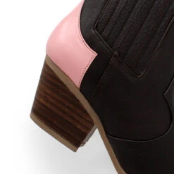 MADDIE 60 Edicion Limitada - Chocolate Y Rosa Romero Zapato Bota Botin Tacon Bajo Para Dama En Piel -Ofertas Pasos Y Bolsos Tienda Regina Romero bota botin vaquero Maddiechocolate rosa piel 5