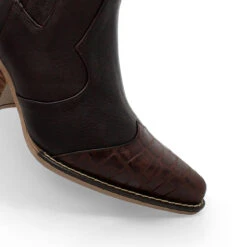 MADDIE 60 Edicion Limitada - Chocolate Y Rosa Romero Zapato Bota Botin Tacon Bajo Para Dama En Piel -Ofertas Pasos Y Bolsos Tienda Regina Romero bota botin vaquero Maddiechocolate rosa piel 6