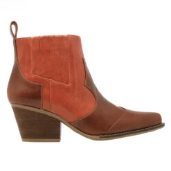 MADDIE 60 Edicion Limitada - Terracota Y Caoba Regina Romero Zapato Bota Botin Tacon Bajo Para Dama En Piel