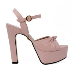 ALEXA 135 - Rosa Antiguo Regina Romero Zapato Sandalia Plataforma Tacon Alto Para Dama En Piel