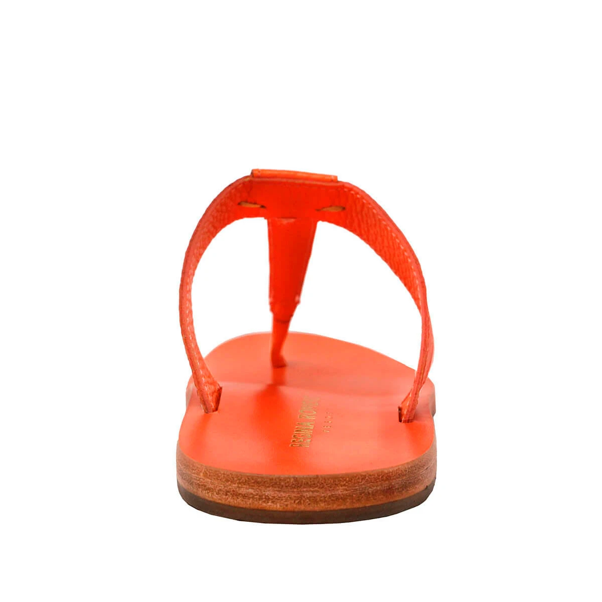 MALU - Mandarina Regina Romero Resort Zapato Sandalia De Piso Para Dama En Piel - Imagen 6