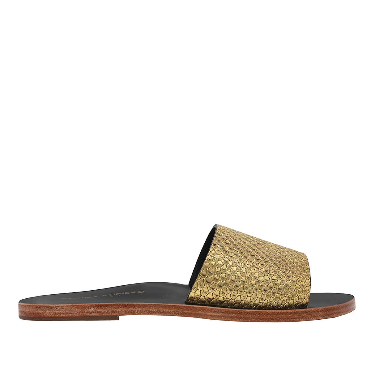 ALMA - Oro Regina Romero Resort Zapato Sandalia De Piso Para Dama En Piel