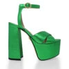 AURA 150 - Verde Metalico Regina Romero Zapato Sandalia Plataforma Tacon Alto Para Dama En Piel
