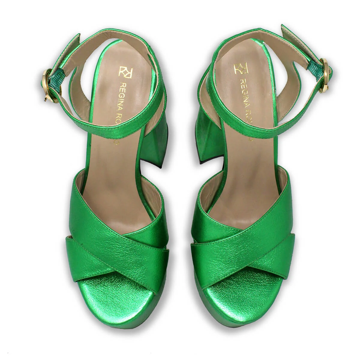 AURA 150 - Verde Metalico Regina Romero Zapato Sandalia Plataforma Tacon Alto Para Dama En Piel 3 AURA 150 - Verde Metalico Regina Romero Zapato Sandalia Plataforma Tacon Alto Para Dama En Piel - Imagen 3