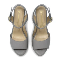 MARTHA 100 - Azul Y Gris Regina Romero Zapato Wedge Cuña Tacon Alto Para Dama En Piel -Ofertas Pasos Y Bolsos Tienda Regina Romero sandalia plataforma Martha 100 azul gris piel 2