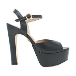 SABRINA 135 - Negro Regina Romero Zapato Sandalia Plataforma Tacon Alto Para Dama En Piel