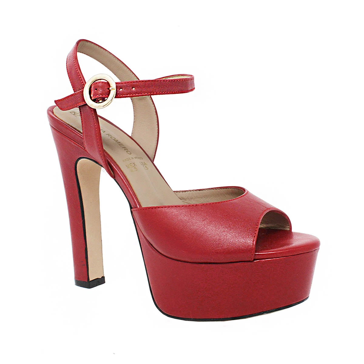 SABRINA 135 - Rojo Regina Romero Zapato Sandalia Plataforma Tacon Alto Para Dama En Piel 4 SABRINA 135 - Rojo Regina Romero Zapato Sandalia Plataforma Tacon Alto Para Dama En Piel - Imagen 4