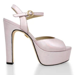 SABRINA 135 - Rosa Perlizado Regina Romero Zapato Sandalia Plataforma Tacon Alto Para Dama En Piel