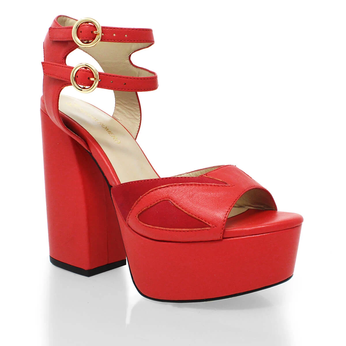 SUNNY 135 - Tangerine Regina Romero Zapato Plataforma Tacon Alto Para Dama En Piel - Imagen 3