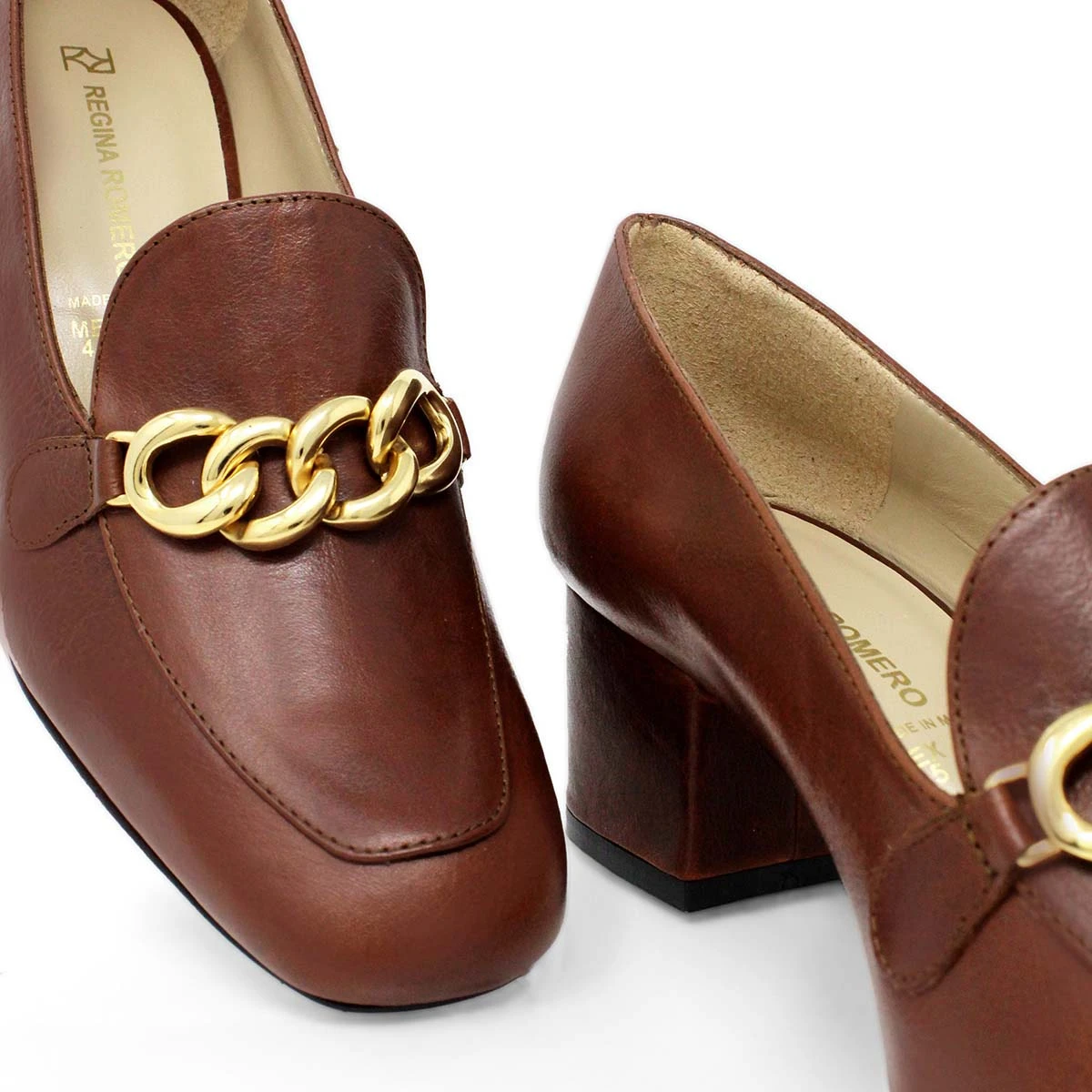 KALI 40 - Cafe Regina Romero Zapato Zapatilla Tacon Bajo Para Dama En Piel 7 KALI 40 - Cafe Regina Romero Zapato Zapatilla Tacon Bajo Para Dama En Piel - Imagen 7