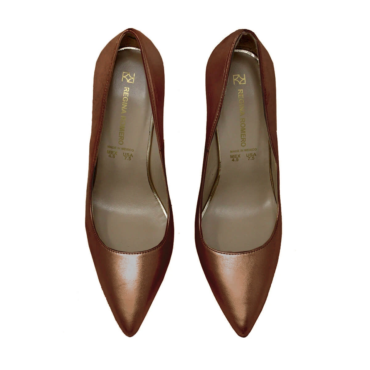 REGINA PUMP 105 - Bronce Regina Romero Zapato Zapatilla Tacon Alto Para Dama En Piel 2 REGINA PUMP 105 - Bronce Regina Romero Zapato Zapatilla Tacon Alto Para Dama En Piel - Imagen 2