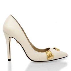 RENI 105 - Latte Regina Romero Zapato Zapatilla Tacon Alto Para Dama En Piel