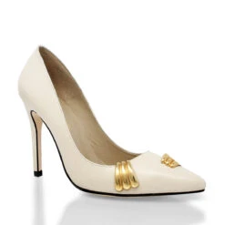 RENI 105 - Latte Regina Romero Zapato Zapatilla Tacon Alto Para Dama En Piel -Ofertas Pasos Y Bolsos Tienda Regina Romero zapatilla pump Reni charol latte piel 3