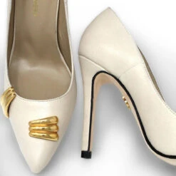 RENI 105 - Latte Regina Romero Zapato Zapatilla Tacon Alto Para Dama En Piel -Ofertas Pasos Y Bolsos Tienda Regina Romero zapatilla pump Reni charol latte piel 7