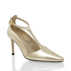 TERE 75 - Oro Claro Regina Romero Zapato Zapatilla Tacon Alto Para Dama En Piel -Ofertas Pasos Y Bolsos Tienda Regina Romero zapatilla pump Tere oro claro piel 3