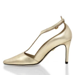 TERE 75 - Oro Claro Regina Romero Zapato Zapatilla Tacon Alto Para Dama En Piel -Ofertas Pasos Y Bolsos Tienda Regina Romero zapatilla pump Tere oro claro piel 4