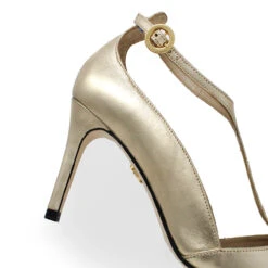 TERE 75 - Oro Claro Regina Romero Zapato Zapatilla Tacon Alto Para Dama En Piel -Ofertas Pasos Y Bolsos Tienda Regina Romero zapatilla pump Tere oro claro piel 5