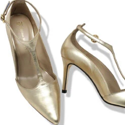 TERE 75 - Oro Claro Regina Romero Zapato Zapatilla Tacon Alto Para Dama En Piel -Ofertas Pasos Y Bolsos Tienda Regina Romero zapatilla pump Tere oro claro piel 7