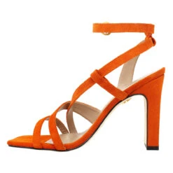 PIA 100 Edicion Limitada - Gamuza Naranja Regina Romero Zapato Sandalia Zapatilla Tacon Alto Para Dama En Piel -Ofertas Pasos Y Bolsos Tienda Regina Romero zapatilla sandalia Pia100 ante naranja 3