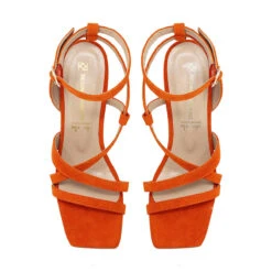 PIA 100 Edicion Limitada - Gamuza Naranja Regina Romero Zapato Sandalia Zapatilla Tacon Alto Para Dama En Piel -Ofertas Pasos Y Bolsos Tienda Regina Romero zapatilla sandalia Pia100 ante naranja 6