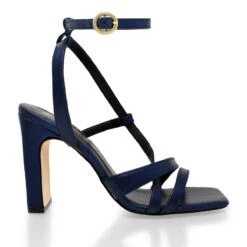 PIA 100 - Azul Metalico Regina Romero Zapato Sandalia Zapatilla Tacon Alto Para Dama En Piel