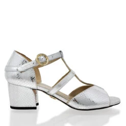 VALERY 55 - Plata Regina Romero Zapato Sandalia Zapatilla Tacon Bajo Para Dama En Piel