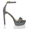 LAURA 125 - Glitter Plata Regina Romero Zapato Sandalia Plataforma Tacón Alto Para Dama En Piel