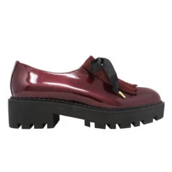 MAGDA 45 - Charol Vino Regina Romero Zapato Bostoniano Urbano Sport Para Dama En Piel