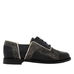 KEYLA - Negro Regina Romero Zapato Bostoniano De Piso Para Dama En Piel