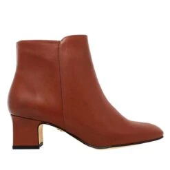 NOELLE 45 - Caramelo Regina Romero Zapato Bota Botin Tacon Bajo Para Dama En Piel