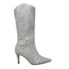 PAOLA 75 - Plata Regina Romero Zapato Bota Larga Tacon Alto Para Dama En Piel