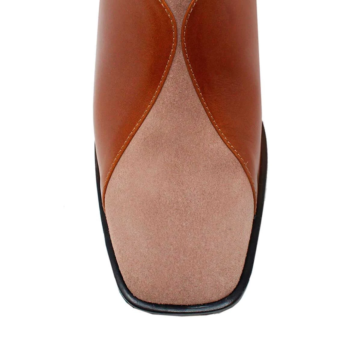 DIDI 75 - Caramelo Y Rosa Regina Romero Zapato Bota Botin Mule Tacon Alto Para Dama En Piel - Imagen 7